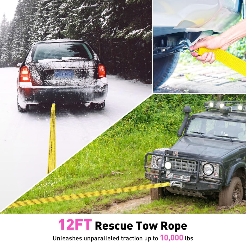 Car Roadside Emergency Kit with Jumper Cables, Car First Aid Kit Emergency Kit for Vehicles, Car Safety Roadside Assistance Kit Headlamp, Tow Straps, Gloves, Essential Car Accessories for Men, Women