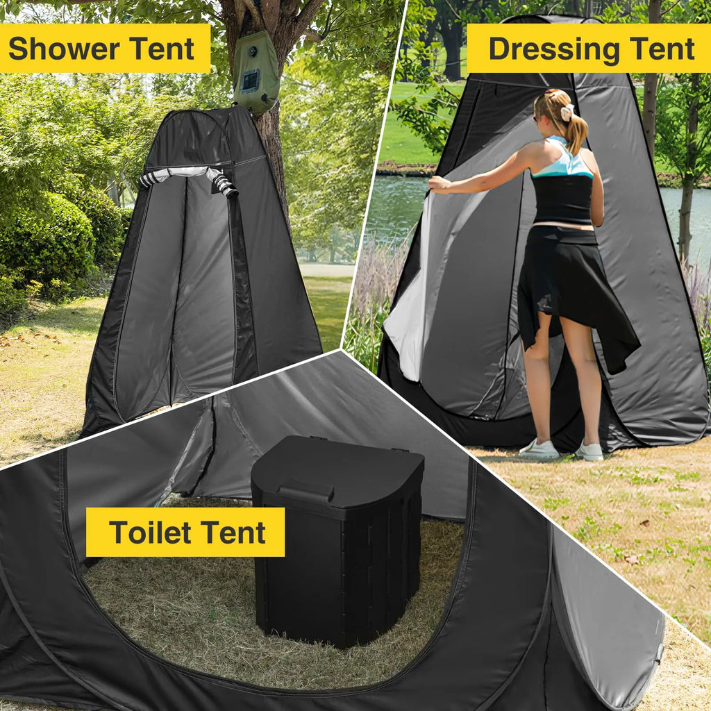 Camping Changing Tent Ann Katy Portable Toilet Shower Tent with Solar Bag Durable Pop-Up Shower Changing Tent Plant Watering Rv Bunk Beach Picnic Fishing Potty Outdoor Camping Shower Tent Easy Setup Privacy Tent Changing Room Portable Camp Shower Tents Fo