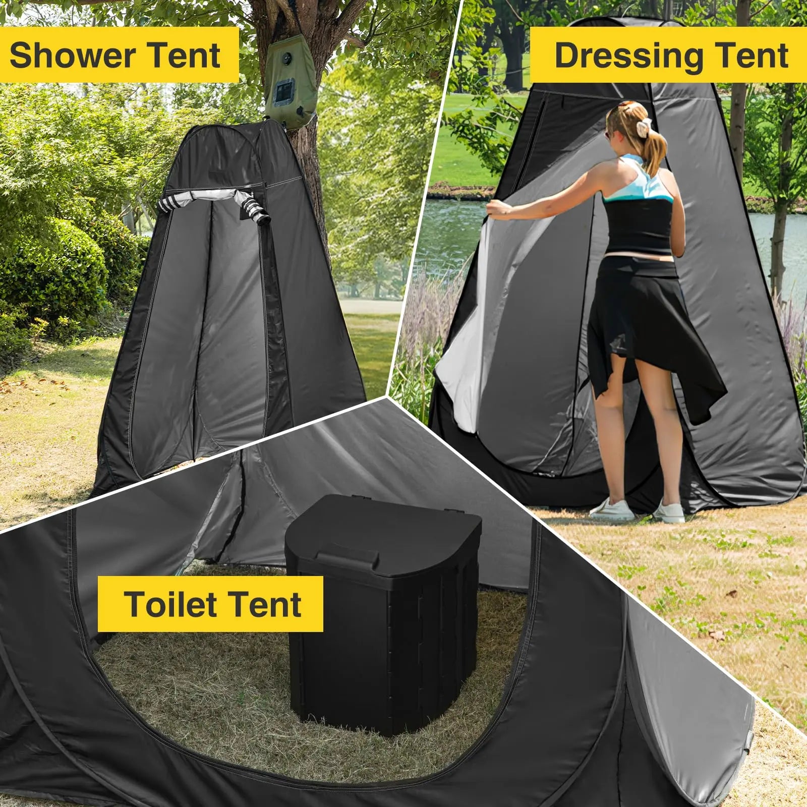 Camping Changing Tent Ann Katy Portable Toilet Shower Tent with Solar Bag Durable Pop-Up Shower Changing Tent Plant Watering Rv Bunk Beach Picnic Fishing Potty Outdoor Camping Shower Tent Easy Setup Privacy Tent Changing Room Portable Camp Shower Tents Fo