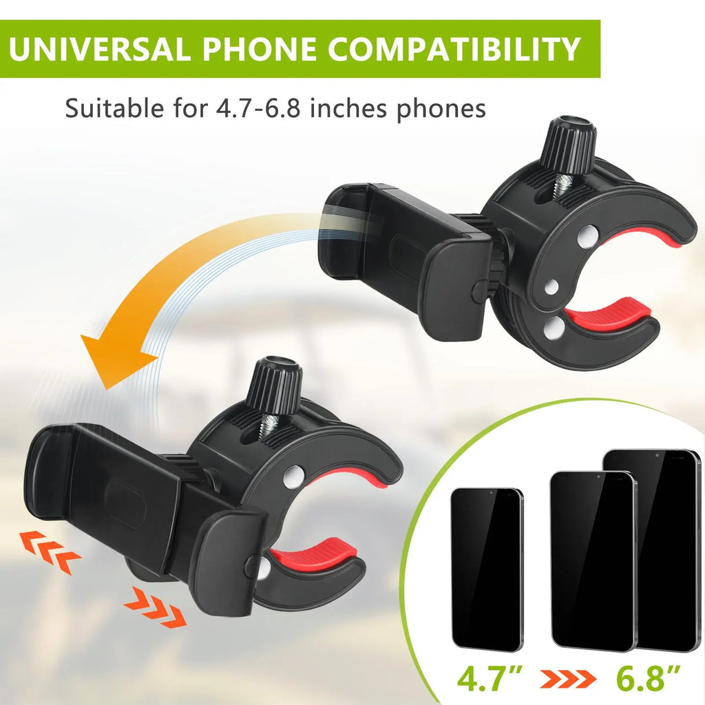 Golf Cart Phone Holder, Secure Phone Holder, 1 Count Adjustable Cell Phone Holder Mount for Golf Carts, Golf Clubs, Push Carts and Flag Poles, Adjustable Cellphone Holder, No-Shake Cell Phone Clamp
