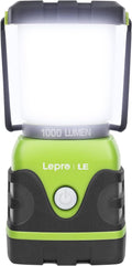 Lepro 1000LM Battery Powered LED Camping Lantern, Green Tent Light with 4 Light Modes, Camping Essentials, Waterproof Lantern Flashlight for Camping, Emergency Light, Power Outages, Not Rechargeable