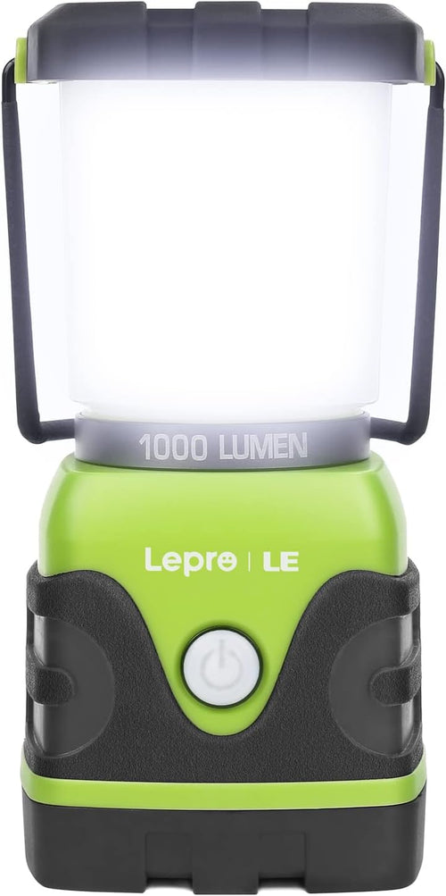 Lepro 1000LM Battery Powered LED Camping Lantern, Green Tent Light with 4 Light Modes, Camping Essentials, Waterproof Lantern Flashlight for Camping, Emergency Light, Power Outages, Not Rechargeable