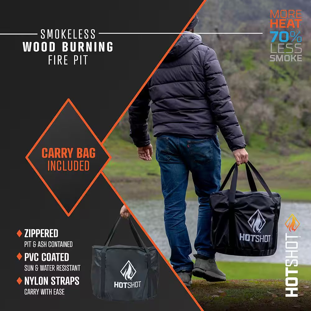 Traveler Portable Low Smoke 15 In. round Wood-Burning Fire Pit in Stainless Steel with Carry Bag