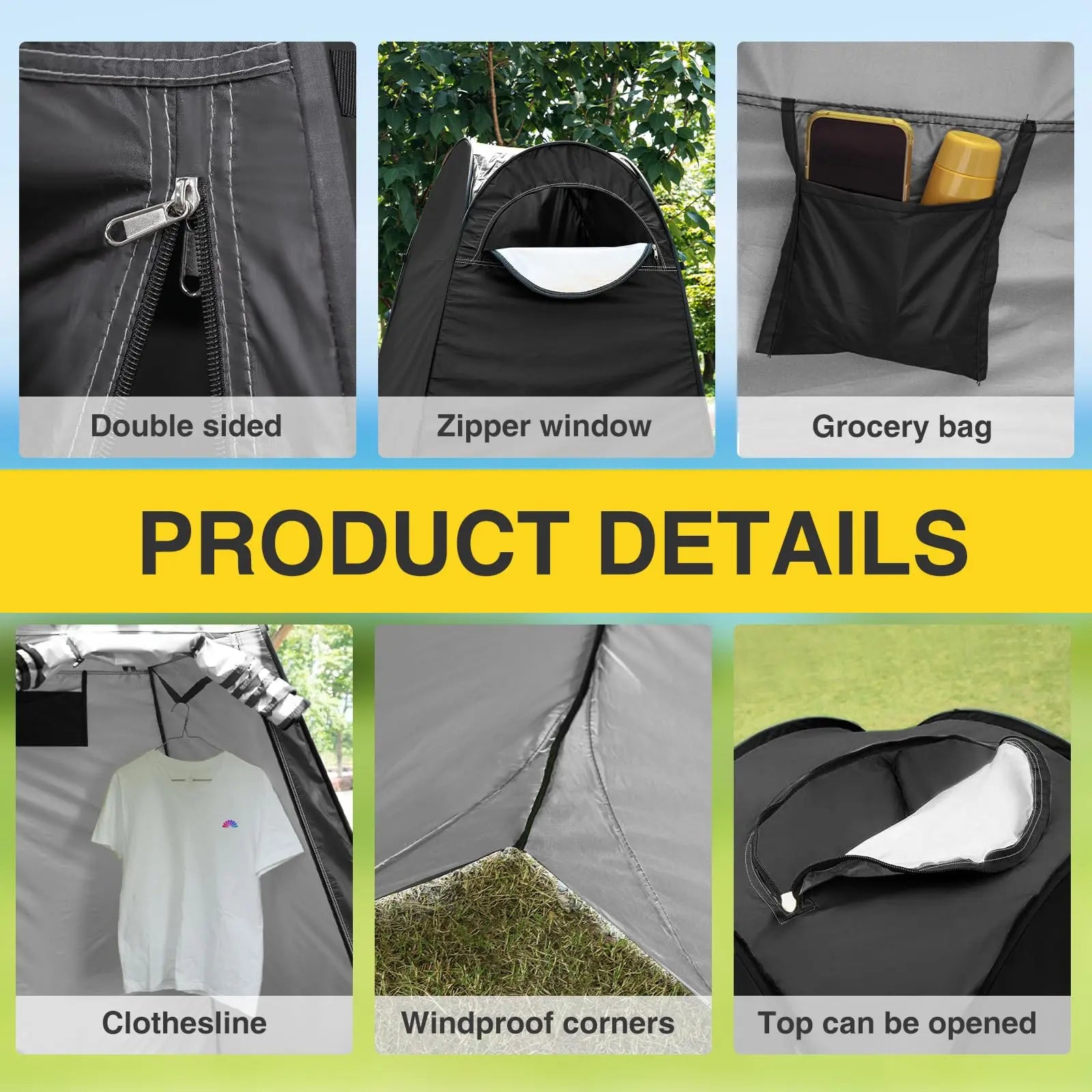 Camping Changing Tent Ann Katy Portable Toilet Shower Tent with Solar Bag Durable Pop-Up Shower Changing Tent Plant Watering Rv Bunk Beach Picnic Fishing Potty Outdoor Camping Shower Tent Easy Setup Privacy Tent Changing Room Portable Camp Shower Tents Fo