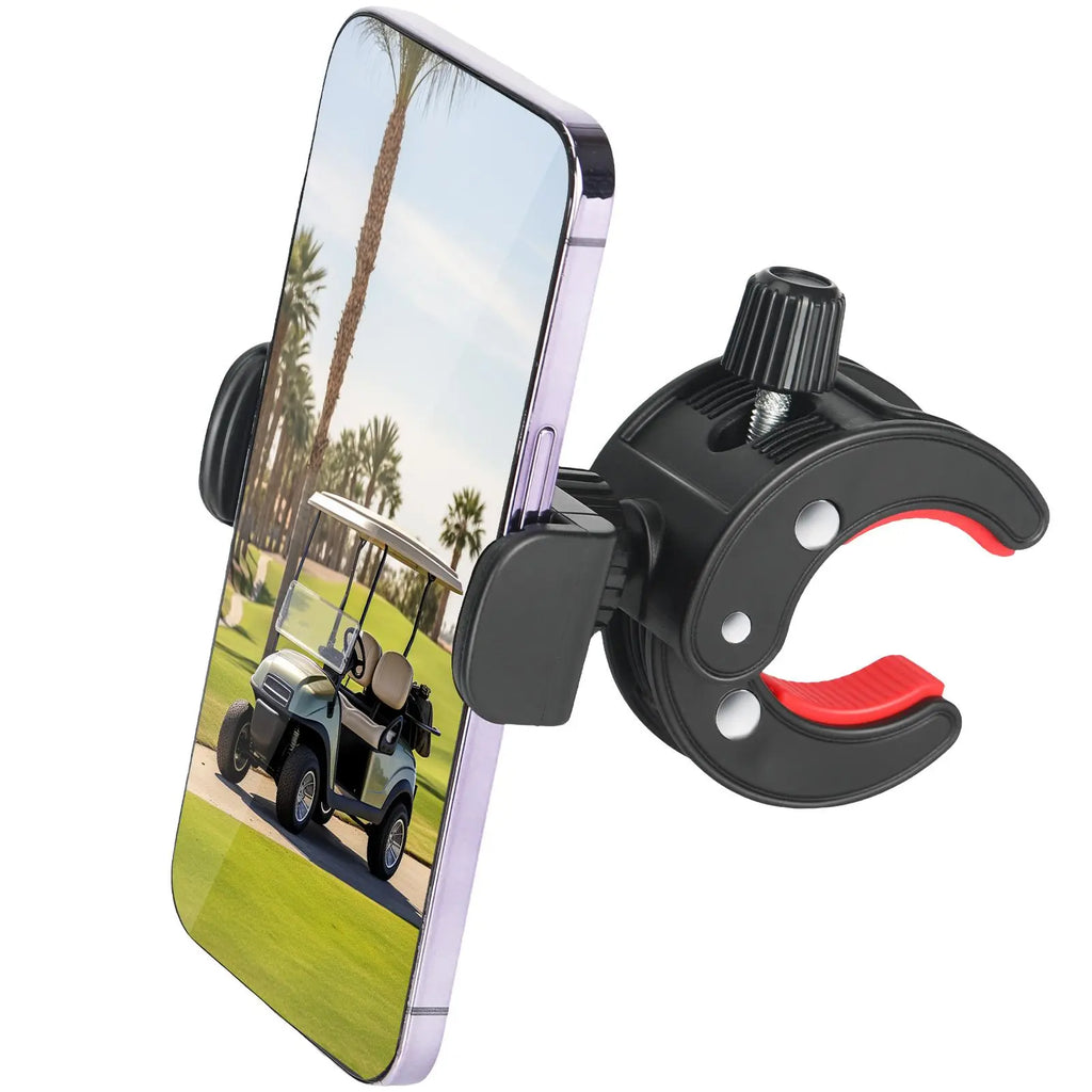 Golf Cart Phone Holder, Secure Phone Holder, 1 Count Adjustable Cell Phone Holder Mount for Golf Carts, Golf Clubs, Push Carts and Flag Poles, Adjustable Cellphone Holder, No-Shake Cell Phone Clamp