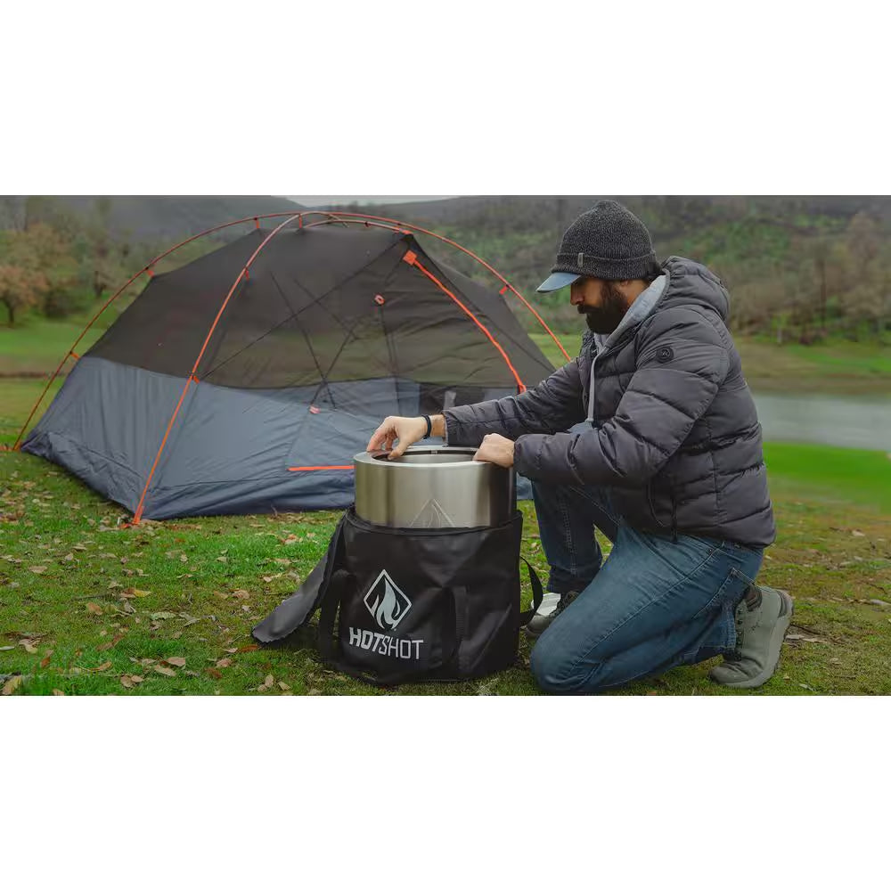 Traveler Portable Low Smoke 15 In. round Wood-Burning Fire Pit in Stainless Steel with Carry Bag