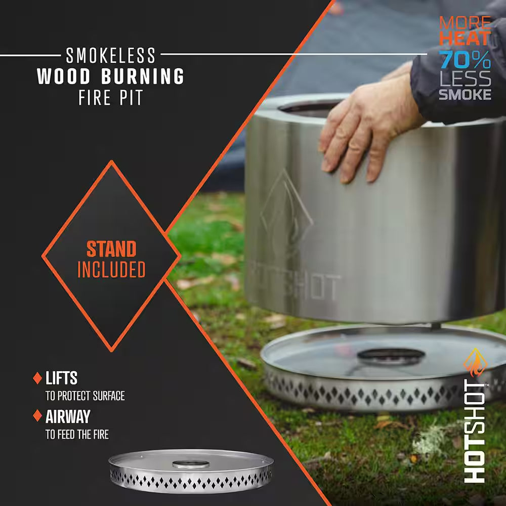 Traveler Portable Low Smoke 15 In. round Wood-Burning Fire Pit in Stainless Steel with Carry Bag